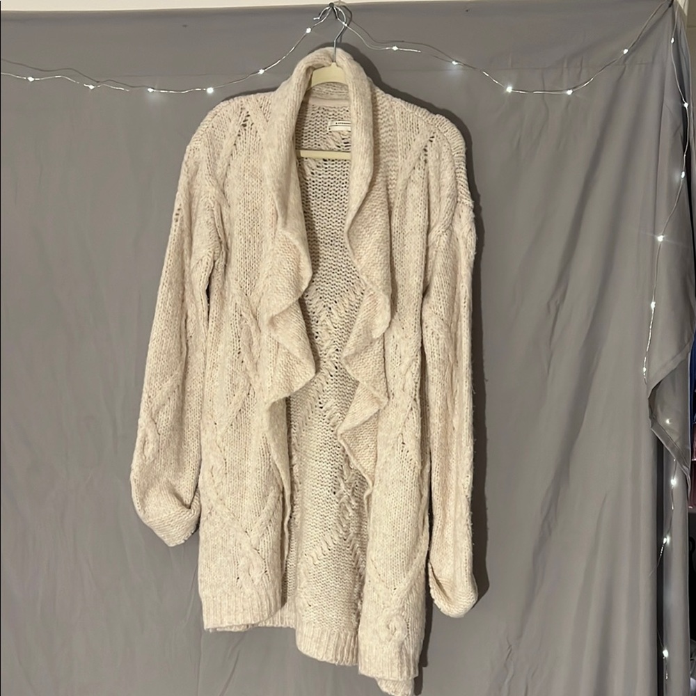 Anthropologie Cozy Cream Knit Cardigan